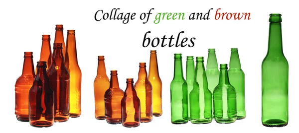 Collage av tomma ölflaskor — Stockfoto