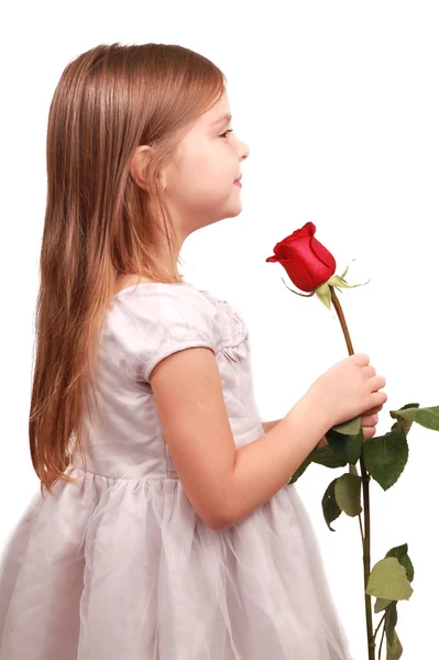 Mooi meisje met bloem — Stockfoto