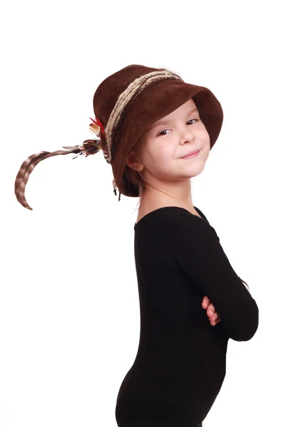 Little girl in alpine hat — Stok fotoğraf