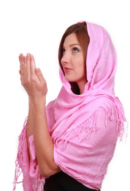 Muslim girl prays clipart