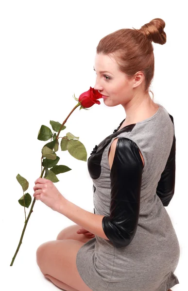 stock image Lovely girl with rose