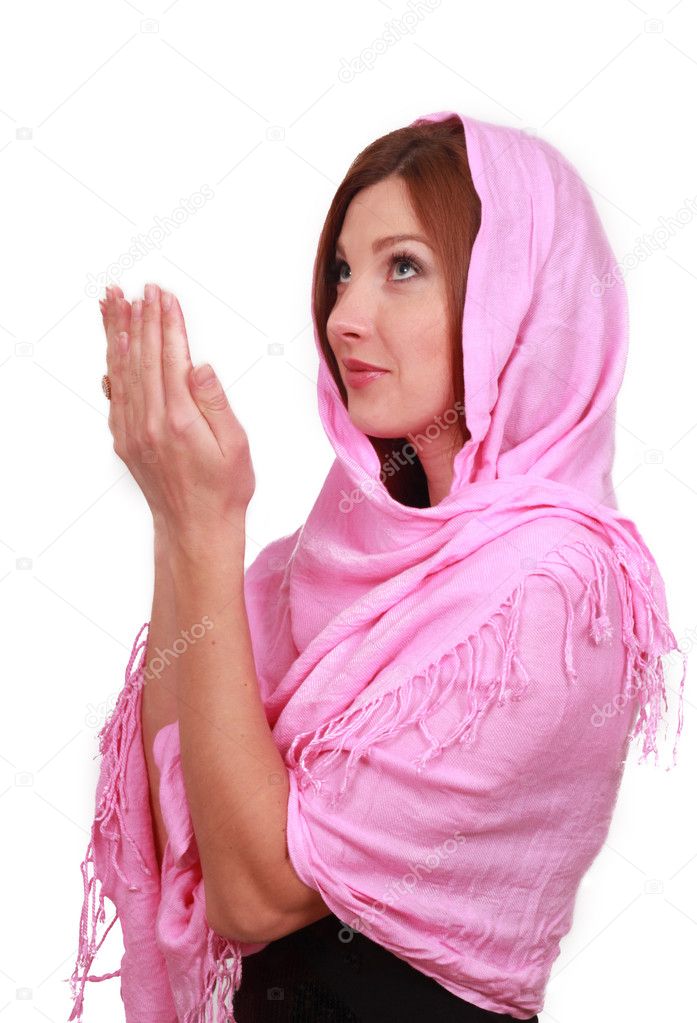 Muslim girl prays