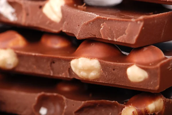 Macro-opname van noten en chocolade — Stockfoto