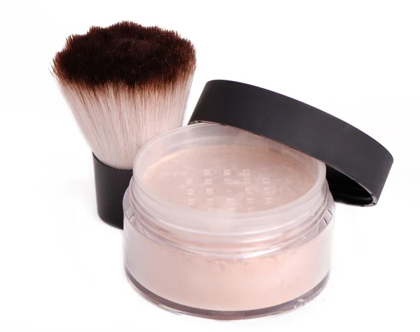 Makeup brush with powder — Stock Photo, Image