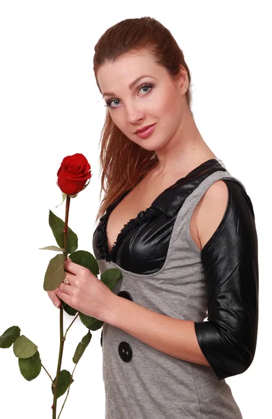 Κορίτσι με το κόκκινο τριαντάφυλλο — Φωτογραφία Αρχείου