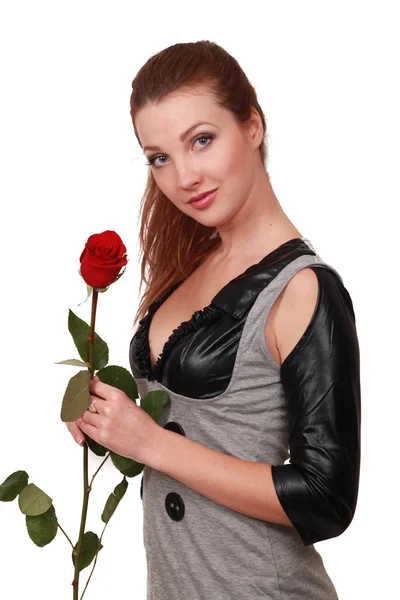 Stock image Girl with red rose