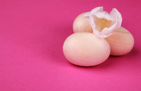 Paskalya yumurtaları ve laleler — Stok fotoğraf
