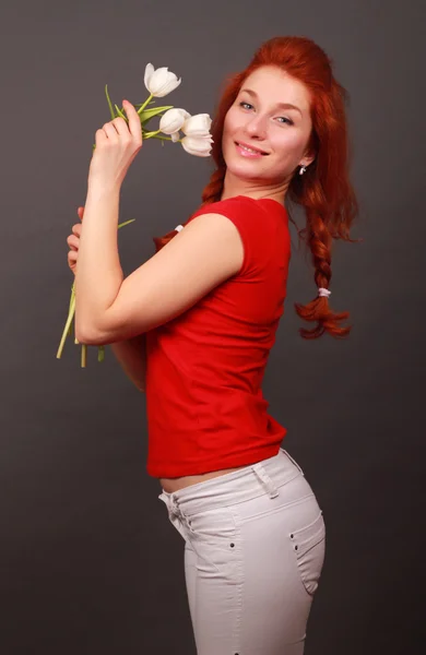 肖像画美しい赤毛の女の子 — ストック写真