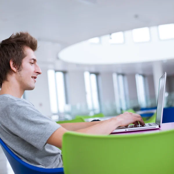 Üniversite öğrencisi dizüstü bilgisayarını kullanıyor. — Stok fotoğraf