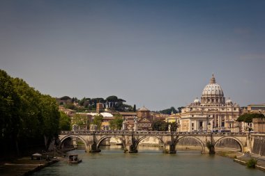 Panoramic view of St. Peter's Basilica and the Vatican City clipart