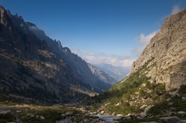 Alpine view of mountain tops in Restonica Valley, Corsica, Fran clipart