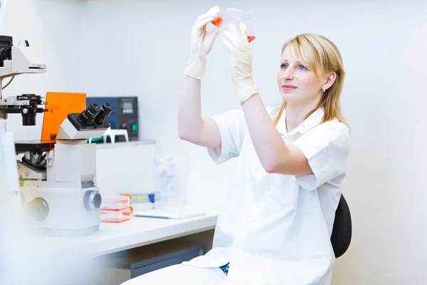 Portrait of a female researcher doing research in a lab — Stock Photo, Image