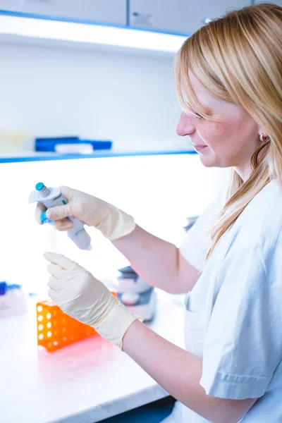 Portrait of a female researcher doing research in a lab Stock Image