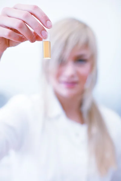 stock image Closeup of a female researcher/chemistry student