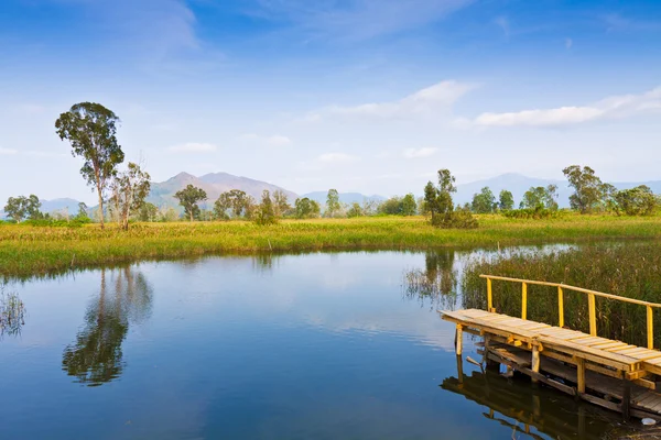 Hong kong Landschaft am Teich — Stockfoto