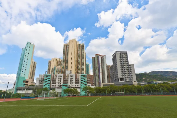 Многоэтажки Гонконга в центре города — стоковое фото