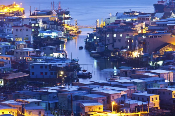 Тай О рыбацкая деревня ночью в Гонконге — стоковое фото