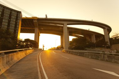 Highway at sunset clipart