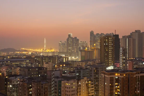 Hong kong Innenstadt bei Sonnenuntergang — Stockfoto