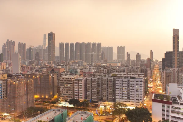 Hong kong města při západu slunce — Stock fotografie