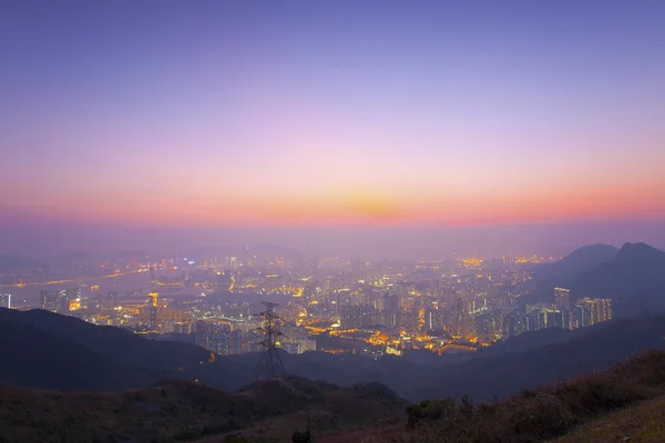 Hong kong zonsondergang in de winter — Stockfoto