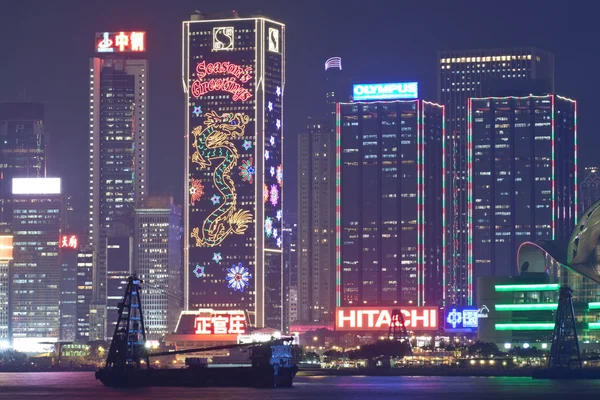 Hong kong éjjel Nézd karácsonykor — Stock Fotó
