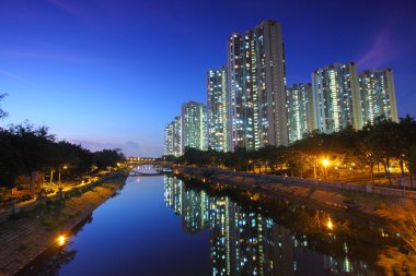 şehir merkezinde, gece Tin shui wai hong Kong