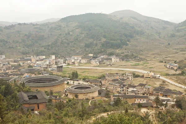 Tulou uitzicht vanaf de top in fujian, china — Stockfoto