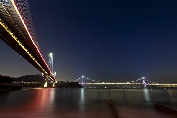 Ting kau-brug in hong kong bij nacht — Stockfoto