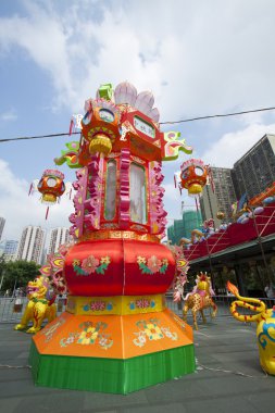 HONG KONG - 7 SEPT, Mid-autumn festival lanterns decorate in Won clipart