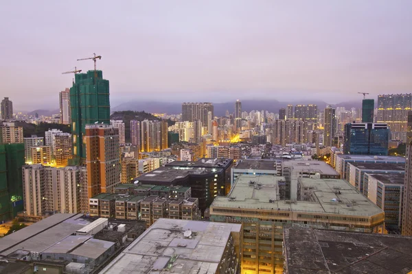 Χονγκ Κονγκ στο κέντρο της πόλης την αυγή — Φωτογραφία Αρχείου