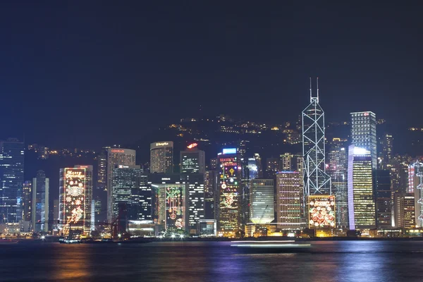 Hong kong nacht uitzicht op Kerstmis — Stockfoto