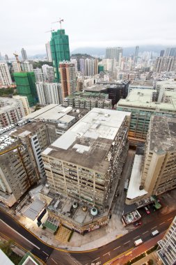 Hong Kong cityscape with crowded buildings clipart