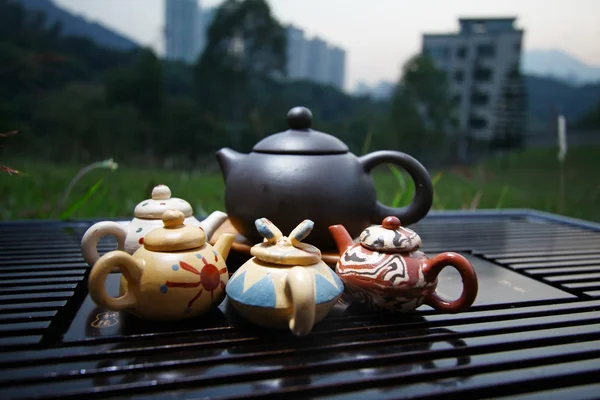 Conjunto de chá chinês com panelas de chá — Fotografia de Stock