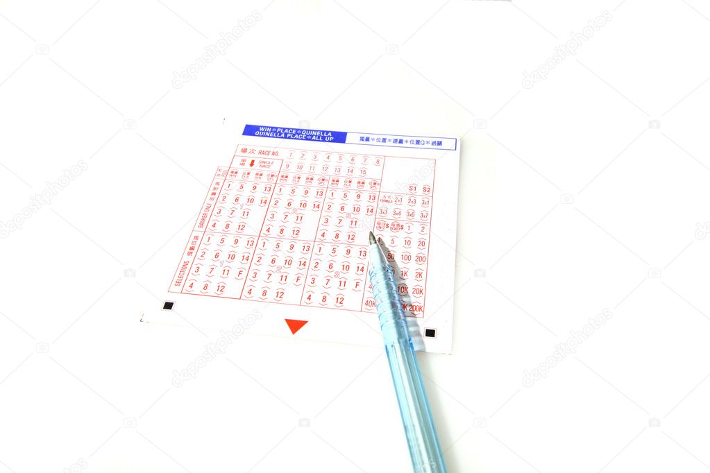 Lottery with pen on white background