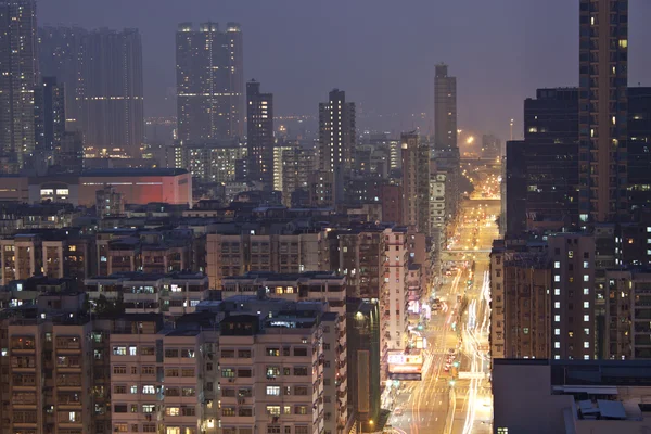 香港のダウンタウンと夜のトラフィック — ストック写真