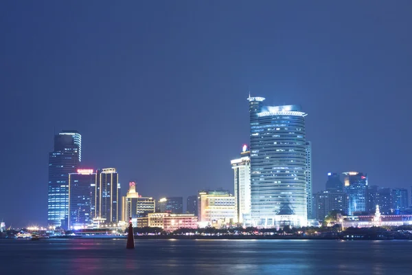 stock image Xiaman business district downtown at night