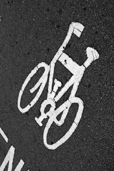 Bicycle sign on the floor — Stock Photo, Image