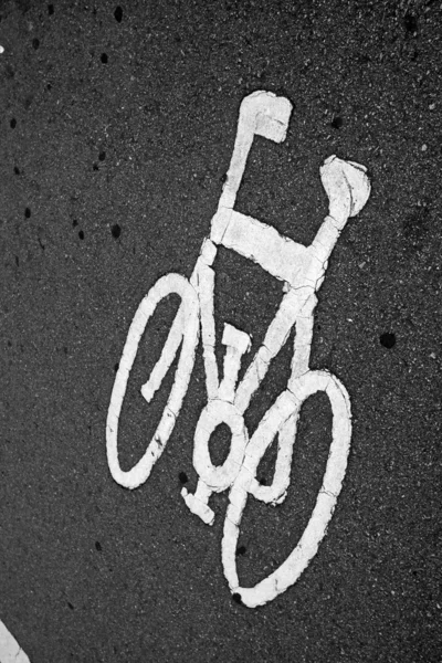 Bicycle sign on the floor — Stock Photo, Image
