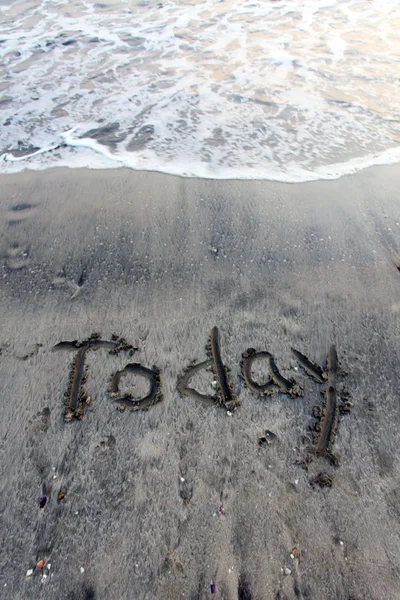 Today words on sand — Stock Photo, Image