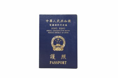 Beyaz arka plan üzerinde izole hong kong sar pasaportu