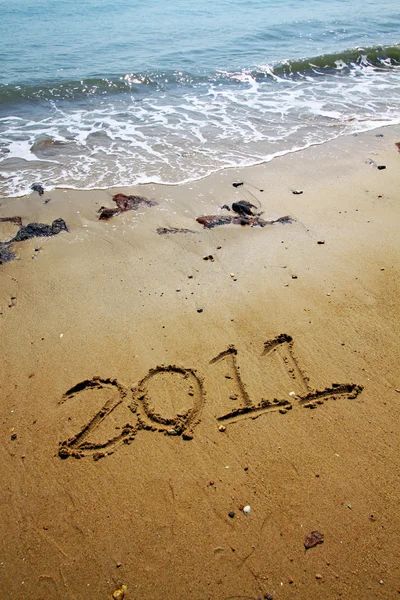 2011 r., napisany na piasku — Zdjęcie stockowe