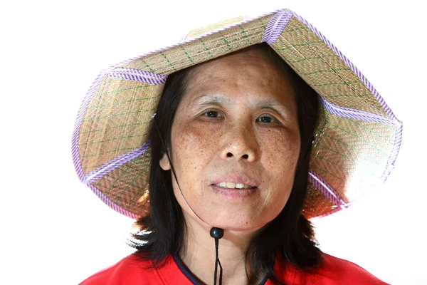 Egy 50-es ázsiai nő elszigetelt fehér background — Stock Fotó