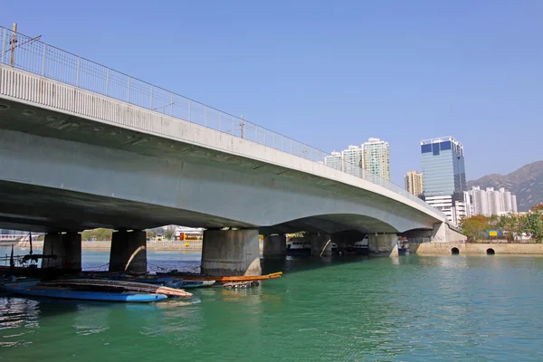 Most hong kong i centrum w dzień — Zdjęcie stockowe