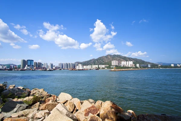 Прибрежный ландшафт и жилая структура Гонконга — стоковое фото