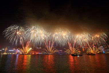 Fireworks in Hong Kong along Chinese New Year 2011 clipart