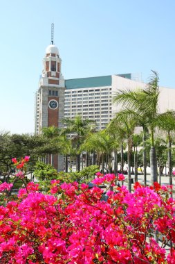 Clock Tower in Hong Kong at spring time clipart