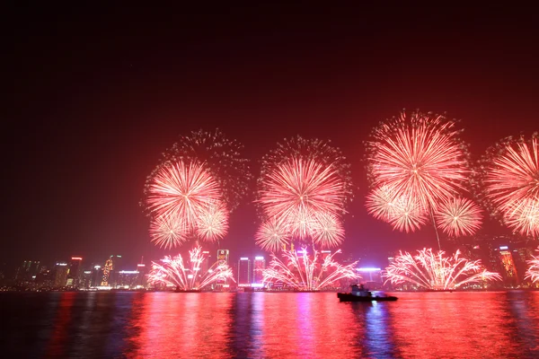 Πυροτεχνήματα σεληνιακό νέο έτος στο Χονγκ Κονγκ 2011 — Φωτογραφία Αρχείου