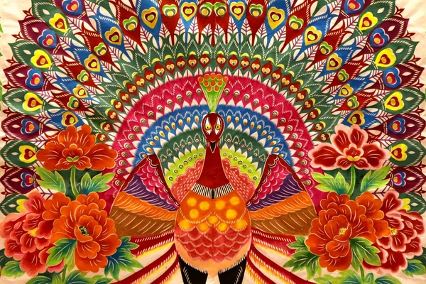 Peacocks dessin sur mur — Photo