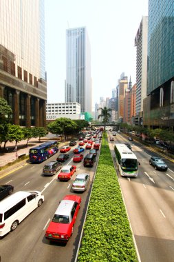 Busy highway traffic in Hong Kong clipart